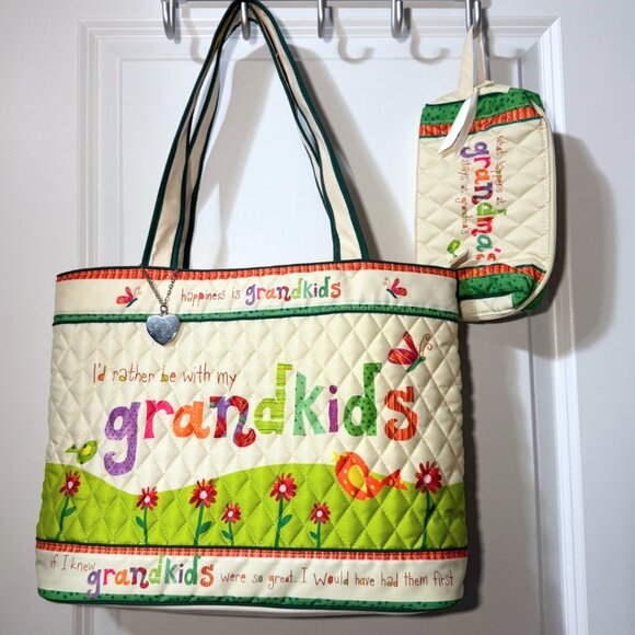The Bradford Exchange - “Grandkids Rule” Tote Bag & Quilted Pouch Set - Picture 1 of 9